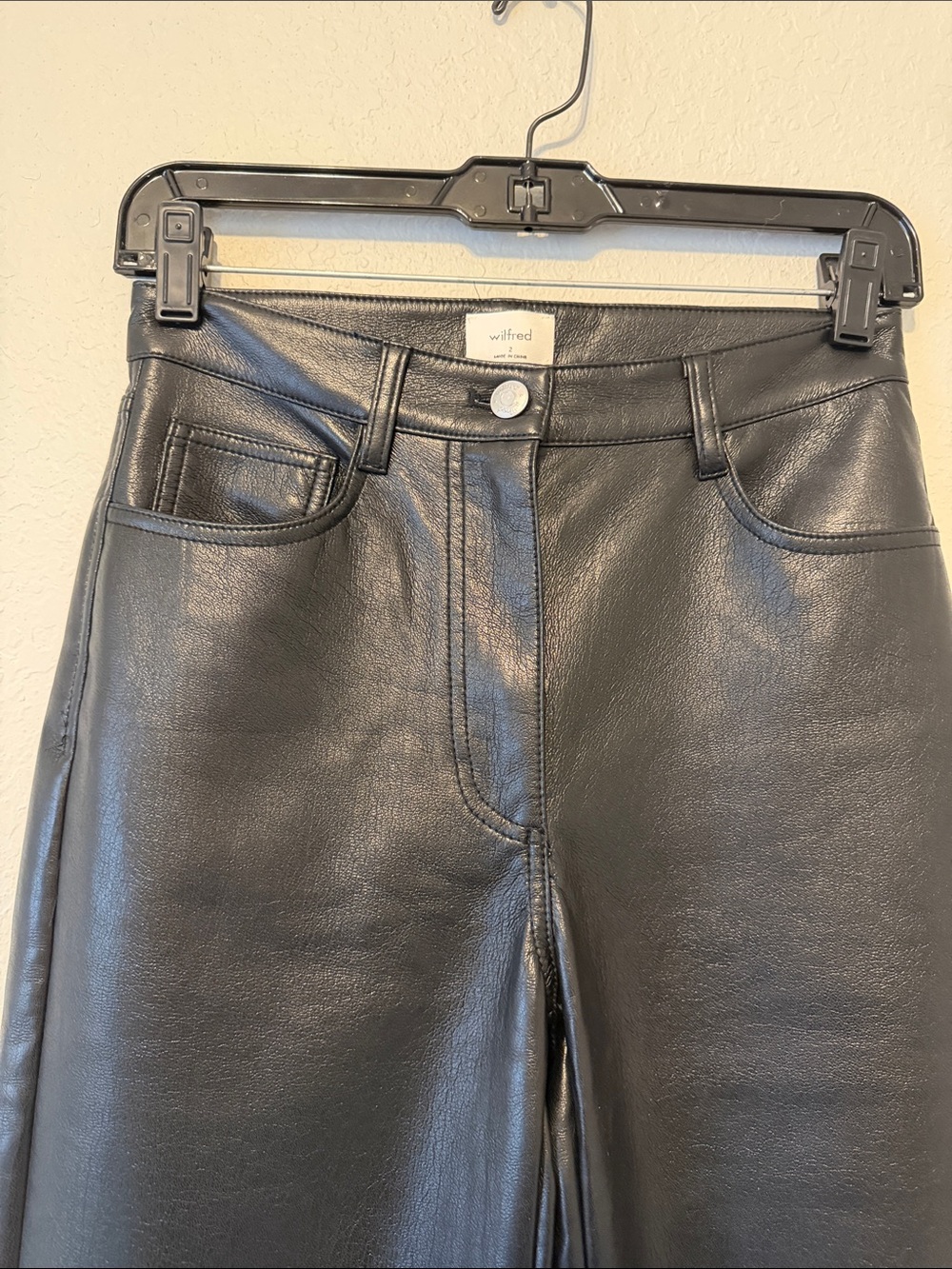 Wilfred Black Faux Leather Straight-Leg Jeans - Picture 2 of 7